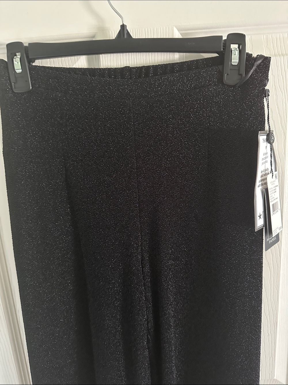 Adrianna Papell Metallic-Knit wide leg  Black pant
